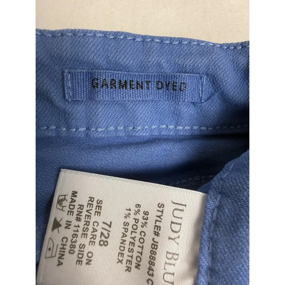 Judy Blue Jeans Womens 7/28 High Rise Control Top Sky Blue Wide Leg Crop